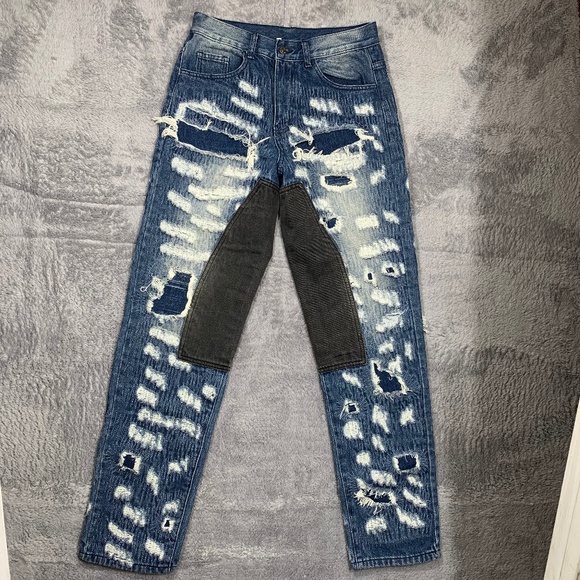 Aelfric Eden Other - Aelfric Eden‎ Distressed Jeans Mens 30 Blue Ripped Patchwork Streetwear Straight